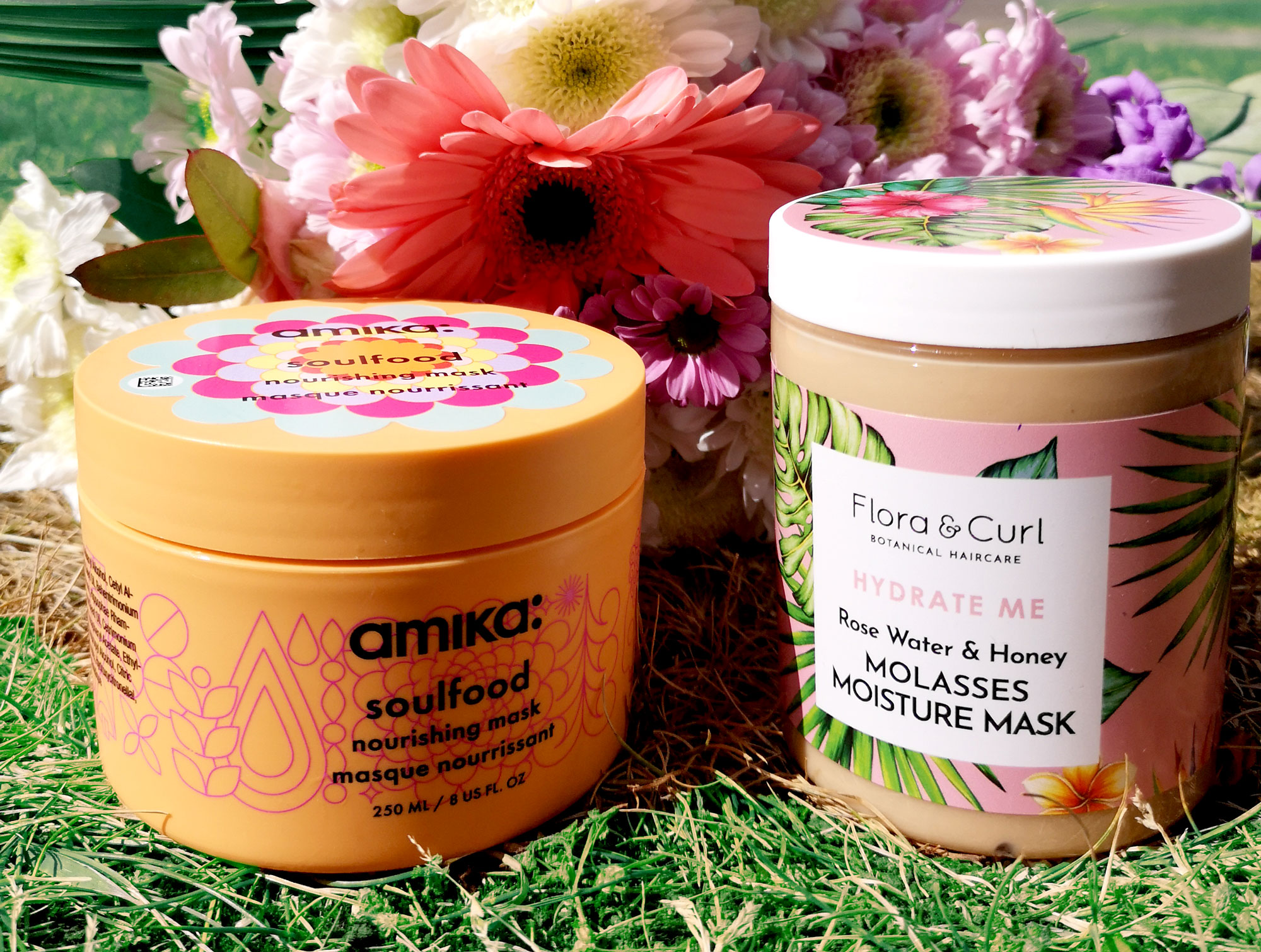 amika soulfood nourishing mask, flora and curl molasses moisture mask