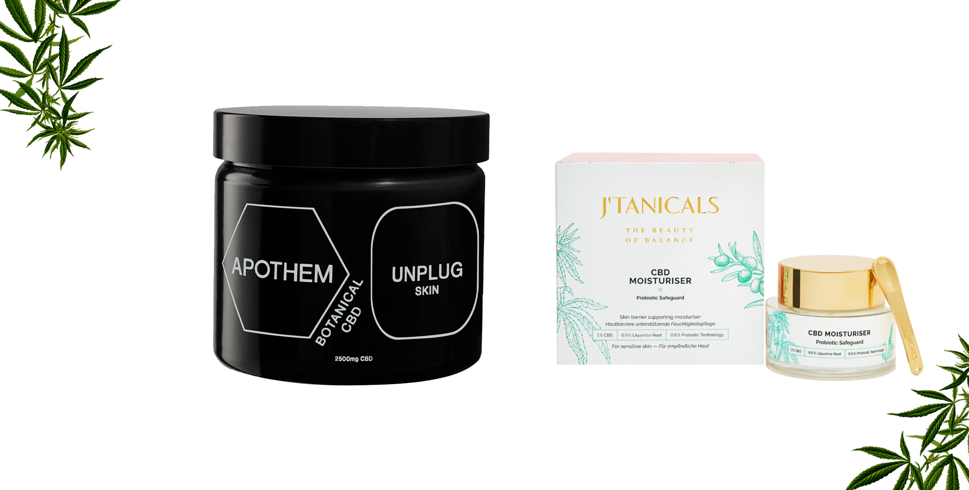 apothem botanical CBD bath salts, J'tanicals CBD Moisturiser