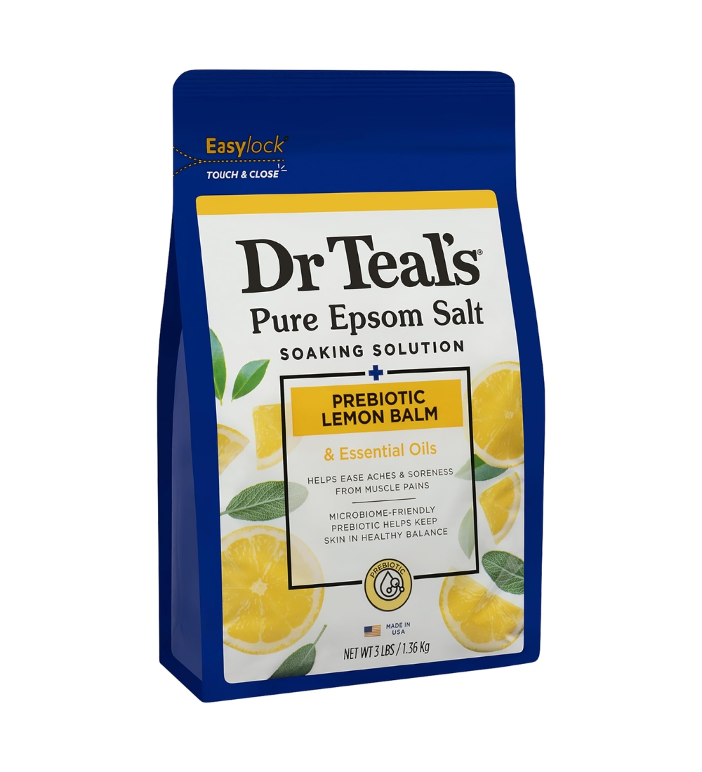 Dr Teal's Pure Epsom Salt Soaking Solution Prebiotic Lemon Balm with Essential Oils