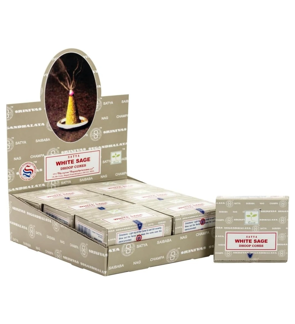 Satya White Sage Incense Dhoop Cones 12 Cones